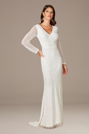 Lara Finley Sheer Sleeve Wedding Gown ...